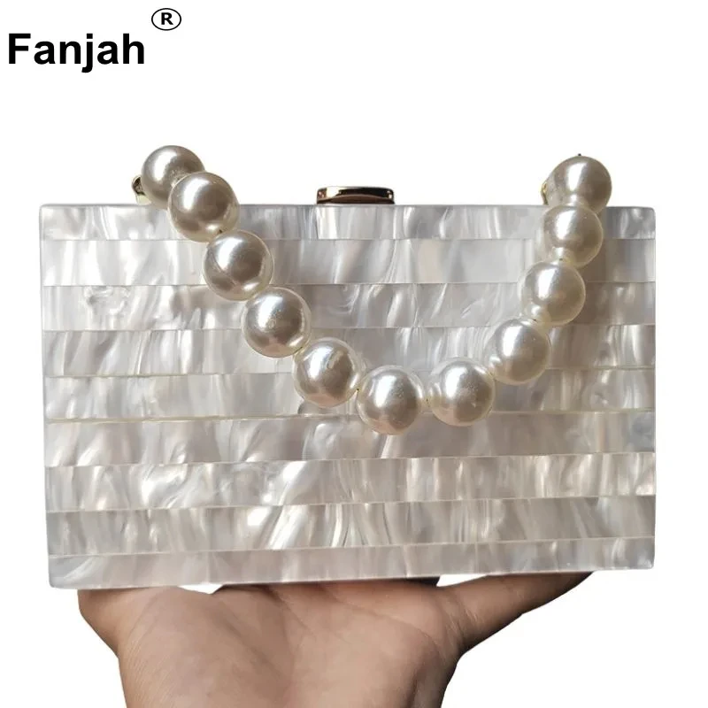 Mother of Pearl White Striped Acrylic Box Clutch Marble Look Clutch Bag Acrylic Clutch Bag, Unique Clutch Bag Mini Evening Purse