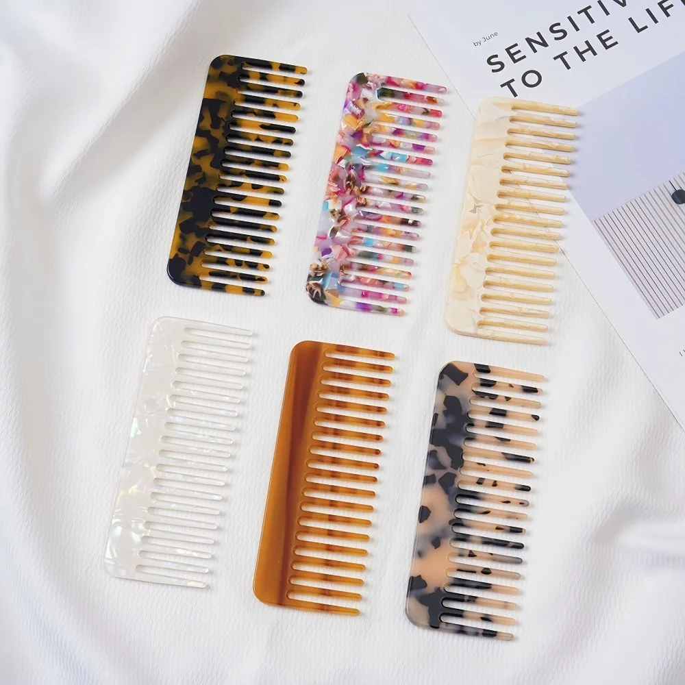 Acetate Sheet Acetate Hair Comb Colorful Marble Grain Print Anti Static Hair Brush Anti Static Smooth Polished Surface