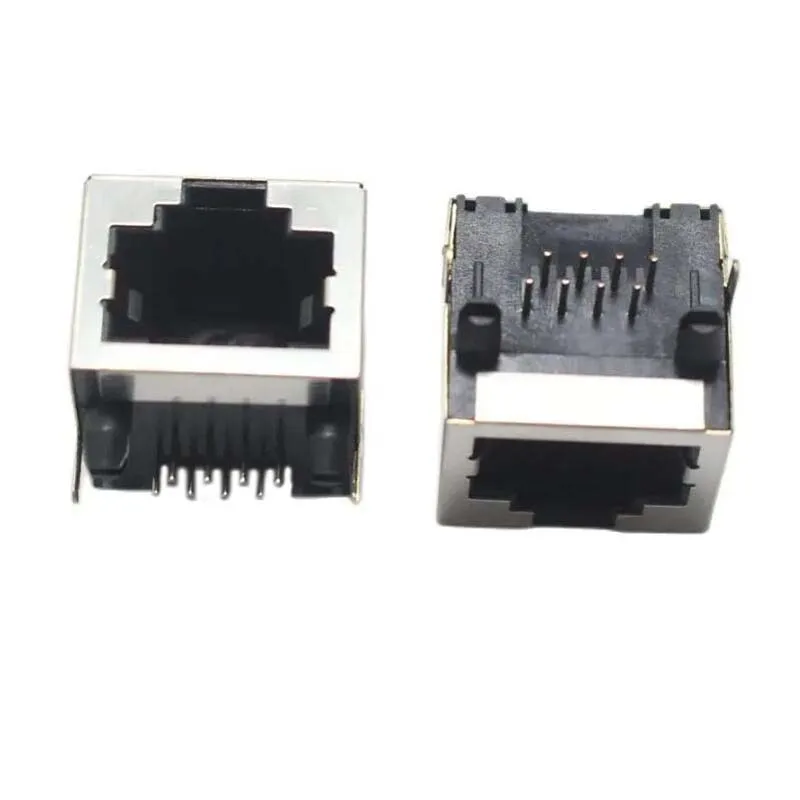 2pcs RJ45 Network jack 8P Modular Network PCB Jack 56 LAN Adapter 90 Degrees Connector with Shield