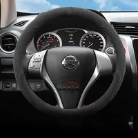 Round Suede Leather Car Steering Wheel Cover for Nissan NV200 NV250 NV300 NV400 Sentra Murano Patrol Titan Auto Accessories