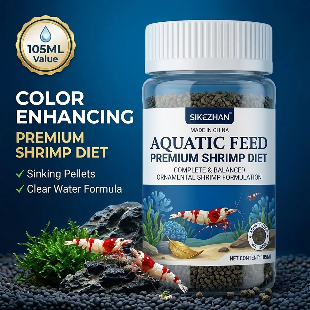 105ml Premium Aquarium Shrimp Food Sinking Pellets Complete Diet For Ornamental Cherry Crystal Red Neocaridina Aquatic Fish Feed