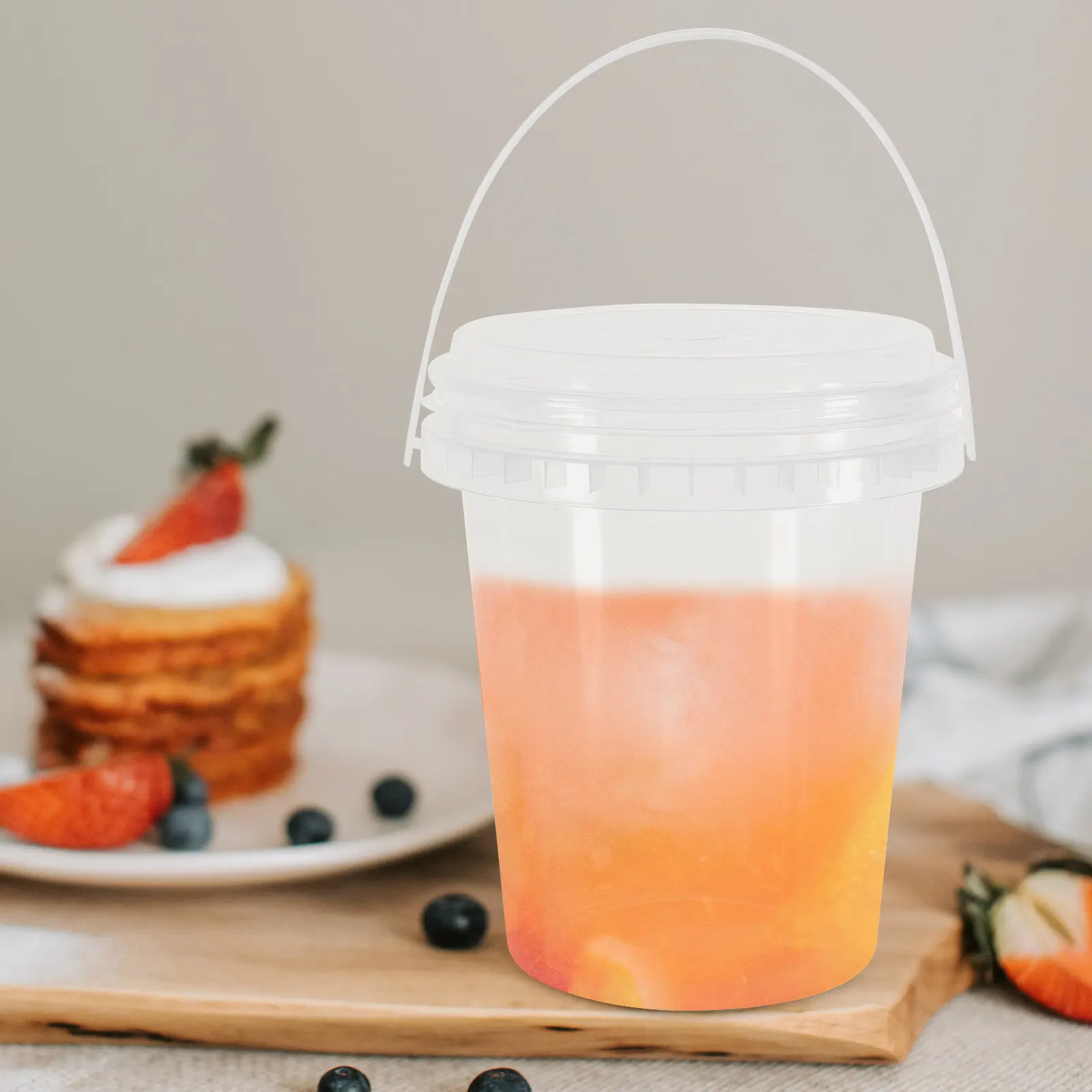 10Pcs Premium Clear Plastic Home Storage Bucket for Milk Tea Fruit Drinks Ice Cream Popcorn Chips Juice Water Snacks Cold