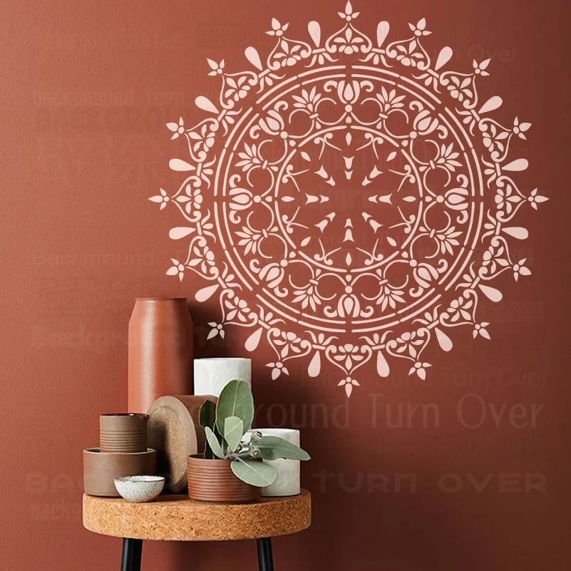 40cm - 80cm Stencils Wall Stencil Mandala Large Painting For Extra Walls Brick Huge Giant Mandala Henna Round Flower Lotus S305