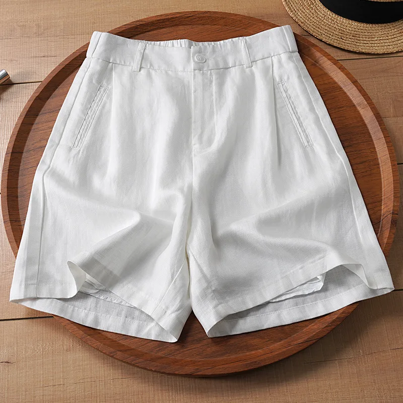 

Summer Thin New Elastic Waist Loose ort Pants Women's Casual Wide Leg Five-Point Cotton Linen Silk Pants Lightweight