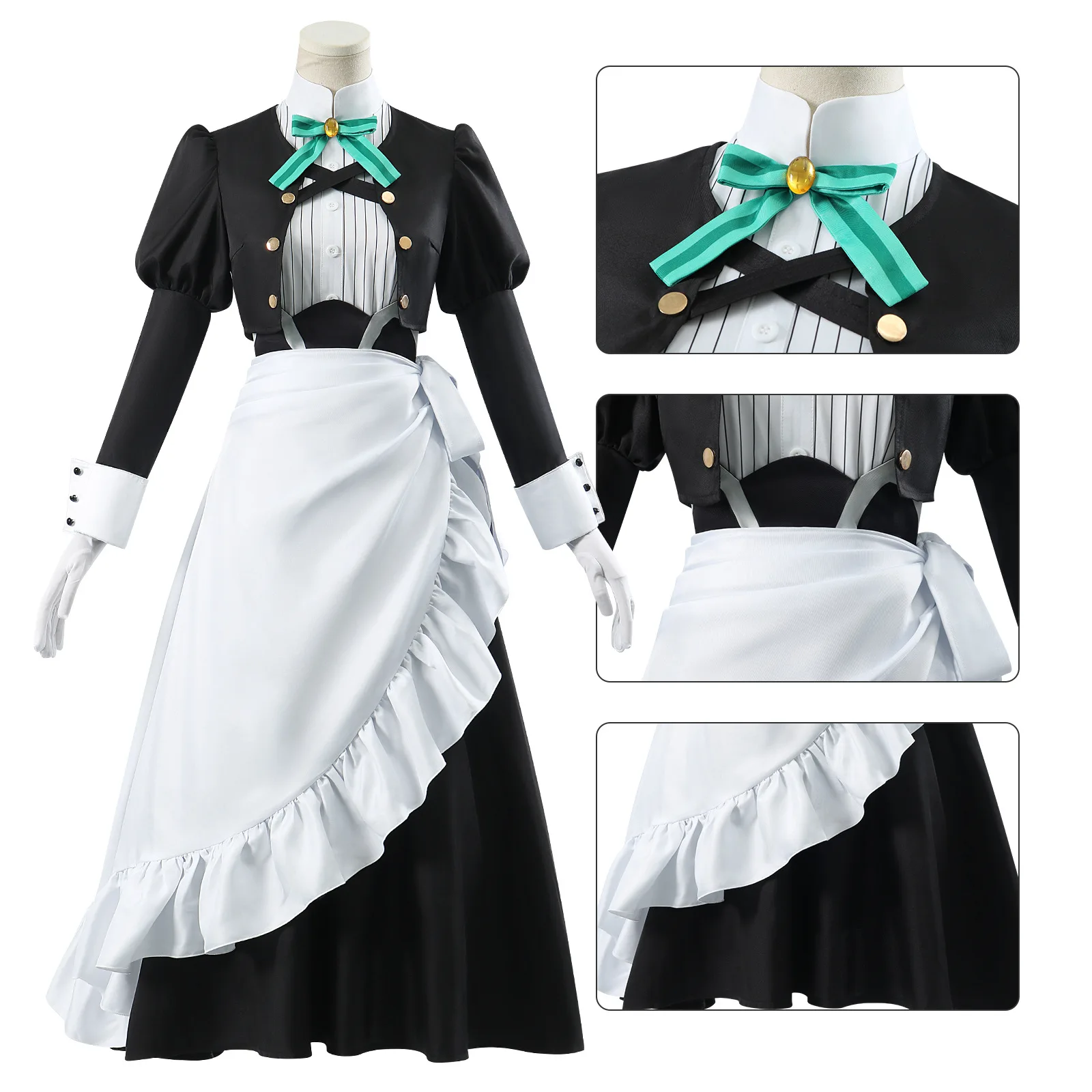 Anime You are Ms Servant Cosplay Yuki Yokoya Costume Miss Snow Maid Dress Uniform Wig Set Halloween Party Play Outfit for Women