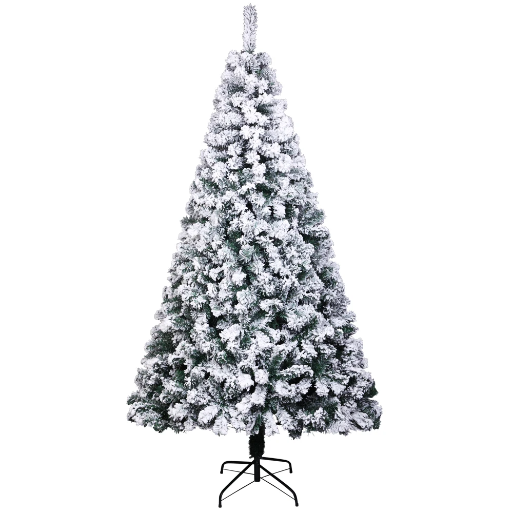 

7ft Pvc Flocking Christmas Tree 1300 Branches Spread Out Naturally Tree