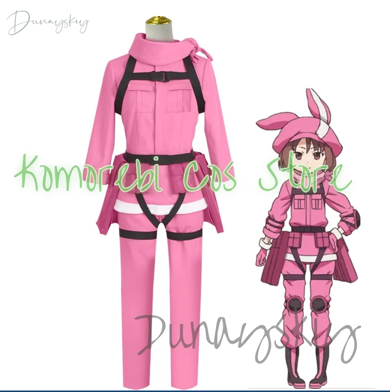 Anime Gun Gale Online Kohiruimaki Karen Llenn Coat Pants Uniform Wig Outfit Anime Cosplay Costumes