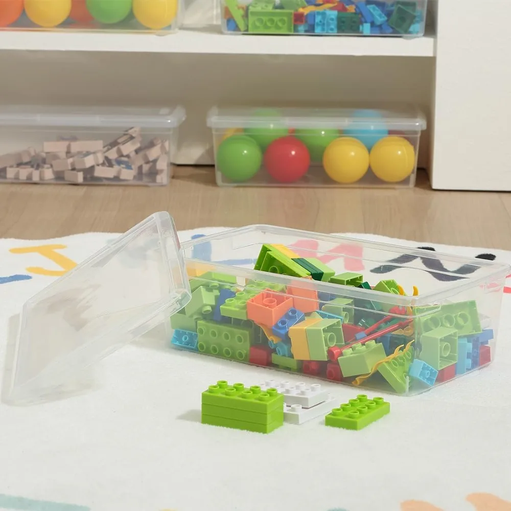 蓋付きの積み重ね可能な靴収納ボックス、靴、工芸品、画材用の耐久性のあるプラスチック製オーガナイザー（12個パック）