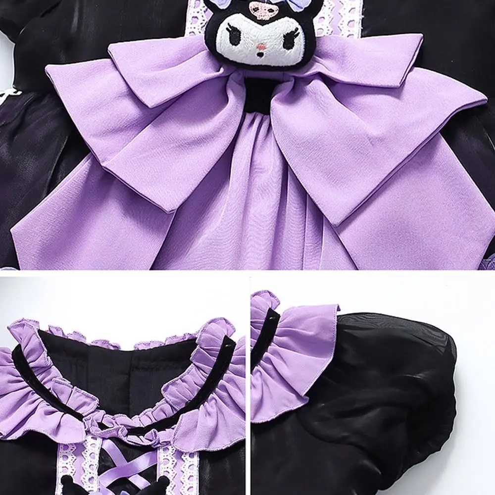 Anime Kawaii Kuromi Lolita Cosplay vestido de princesa Sanrios niños vestidos de dibujos animados de alta calidad falda acampanada lindo vestido de fiesta para niñas