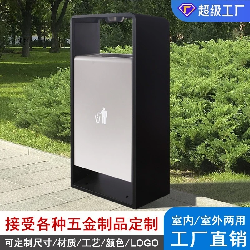 Large Galvanized Board Sanitation Trash Can, Outdoor Sorting Waste Box for Street, Park and Scenic Area