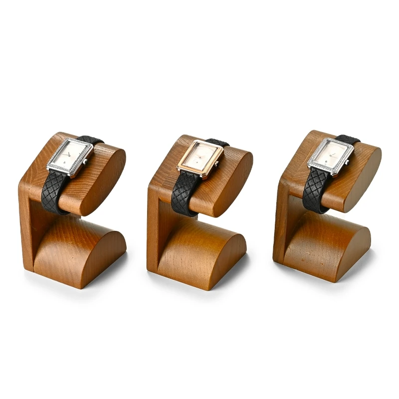 Oirlv Wooden T-Bar Holder Retro Watch Stand Solid Wood Watch Holder Stand Bracelet Holder Wooden Jewelry Organizer Display Stand