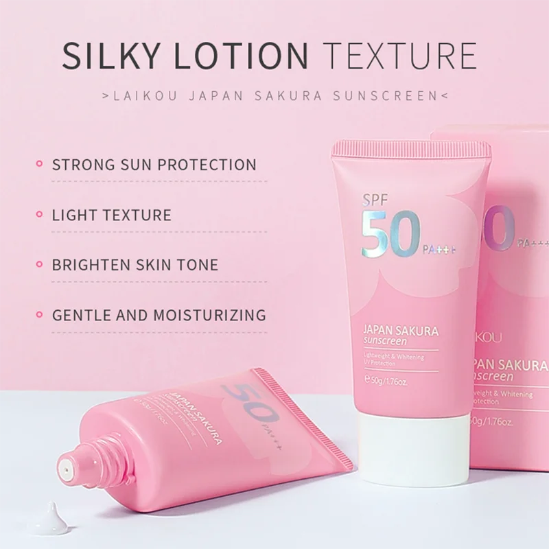 Japan Sakura Sunscreen Protector Solar Para Rostro Sunblock Blanquiadora Corporal Facial Creme Solaire Visage Spf 50 Suncream