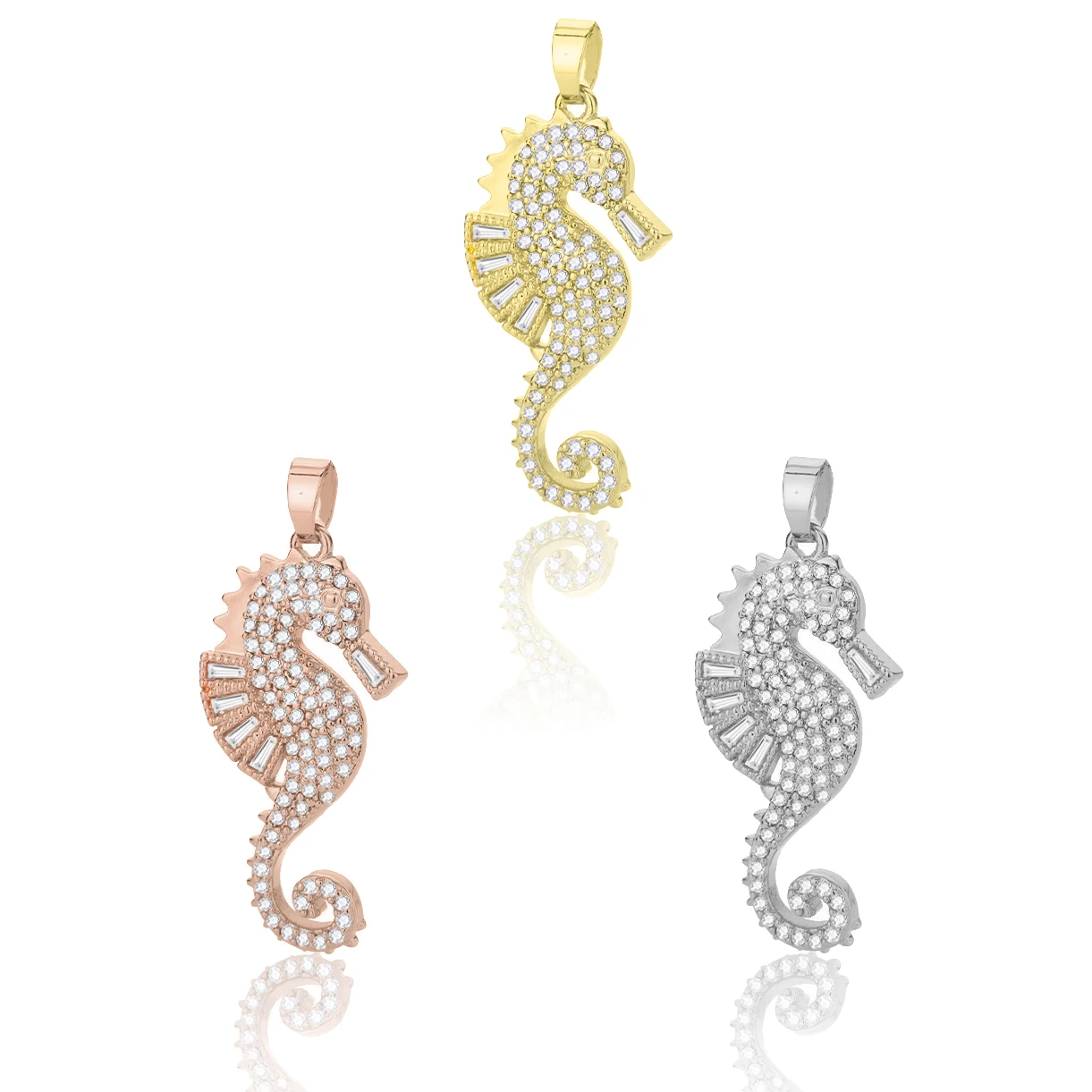 AAA Cubic Zirconia Crystal Lovely Sea Horse Pendant New Fashion CZ Zircon Stones Animal Seahorse For Jewelry Makings DIY Gift