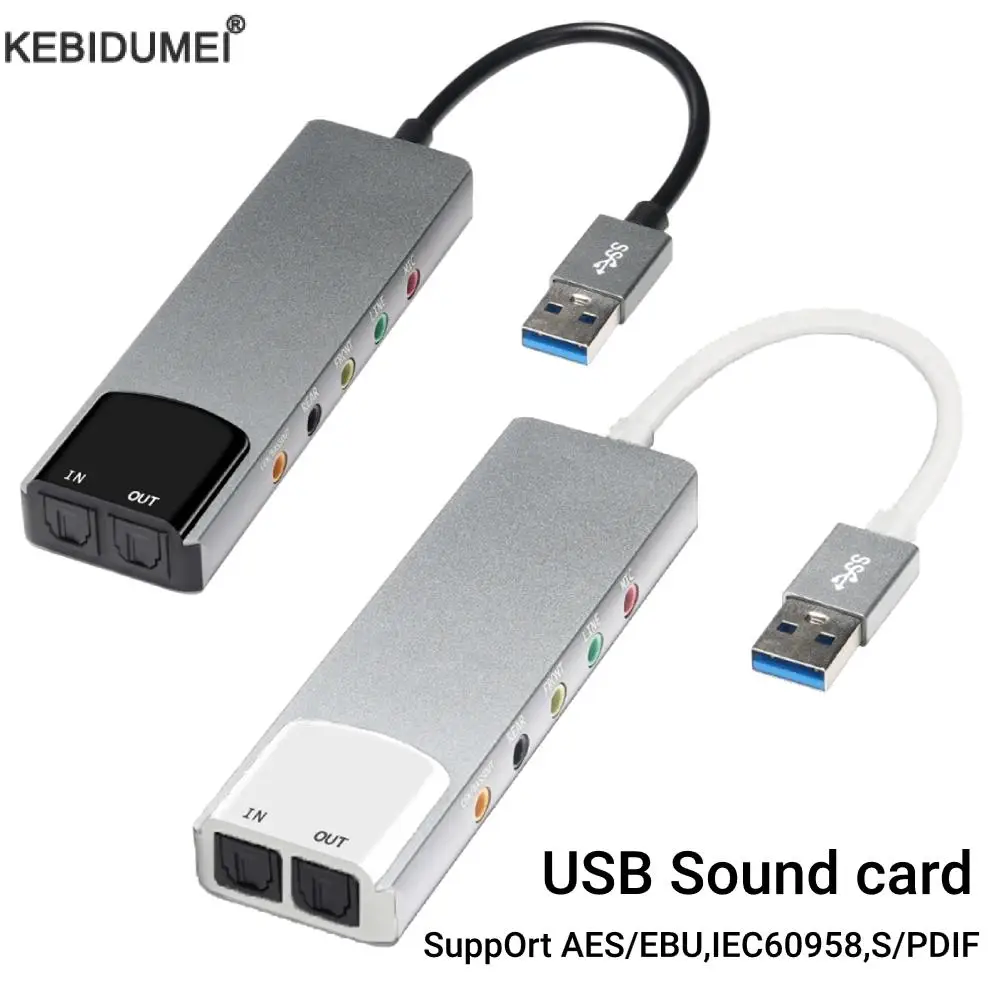 External USB Sound Card AC-3 DTS Headphone Adapter 7.1 5.1 Channel Soundcard Optical Adapter for Notebook Aluminium Sound Card