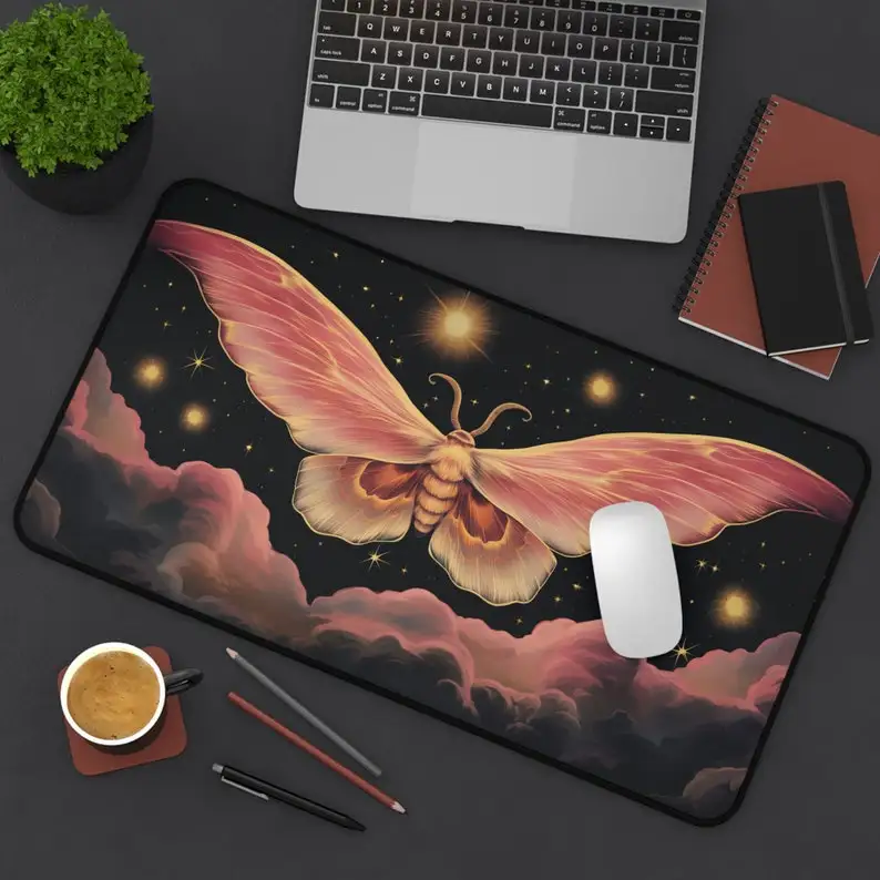 Pink Cloud Moth Pattern Mouse Pad,non-slip and Waterproof Mousepad,office Game Table Decoration Mat,the Perfect Gift for Friends