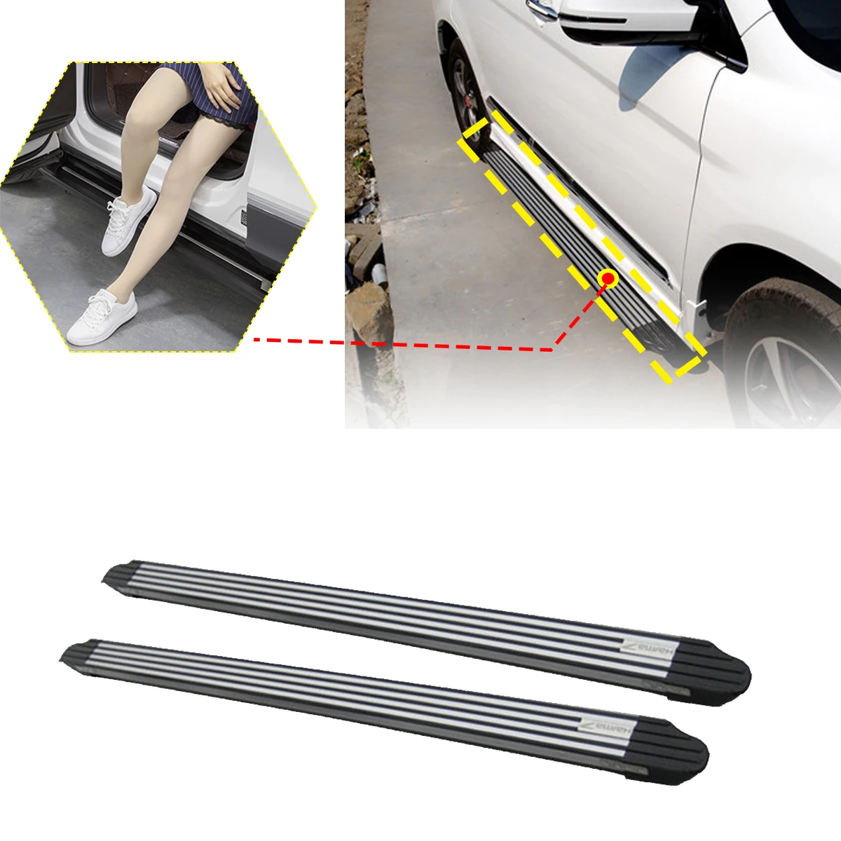 2PCS Side Step fits for Hyundai Santa Cruz 2022 2023 2024 2025 Running Board Nerf Bars Stairs Aluminium Pedal