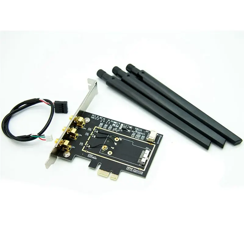 ABRI-3X For Broadcom Bcm94360csax Bcm943602cs Bcm94331csax WLAN Card Desktop PCI-E Converter Adapter + Antenna
