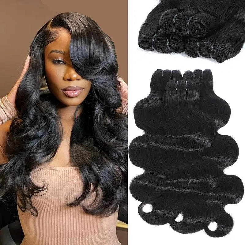

12AHuman Hair Bundles Body Wave Bundles Human Hair 100% Unprocessed Brazilian Virgin Hair Quick Weave Extensions Natural Black