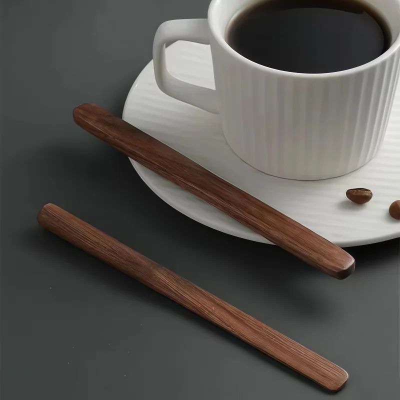 1PC Natural Walnut Wood Coffee Stirrer Reusable Coffee Stirring Stick Kitchen Beverage Mixing Rod Handmade Wooden Coffeeware