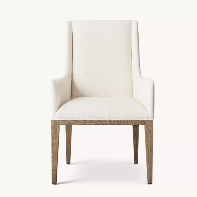 

Modern Design Wood Chairs Furniture High Back Fabric Dining Armchairs