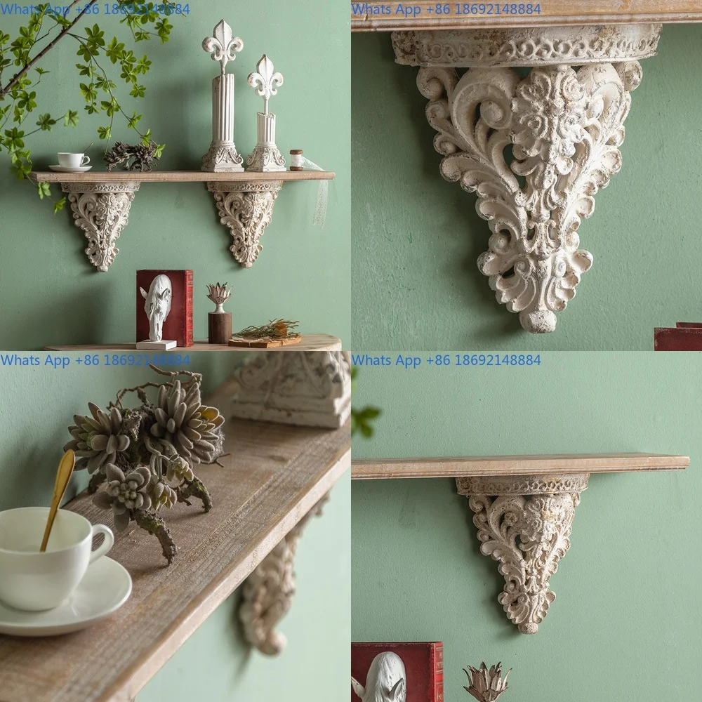 

Wall Mounted Shelf Decorative Floating Rack for Living Room Hallway Entryway Storage White Vintage Design