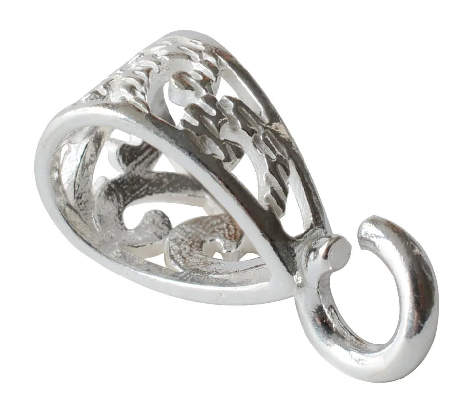 Solidne .925 Sterling Silver Slider Wisiorek Zapięcie Bail Connector z otwartym jumpringiem, biżuteria DIY srebrne akcesoria