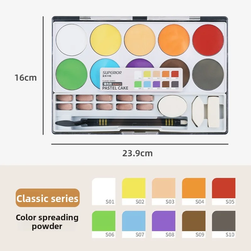 وضع مسحوق الألوان الكلاسيكية رماد اللون مجموعة الفن الطلاب استخدام أدوات الرسم الفني مسحوق الفحم سرعة وضع مسحوق رسم