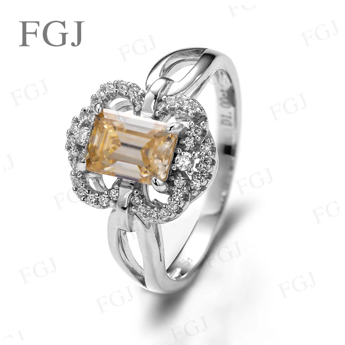 

Emerald Ring 925 Sterling Silver Moissanite Ring Champagne Sparkling For Women Men Engagement Band Wedding Jewelry Wholesale