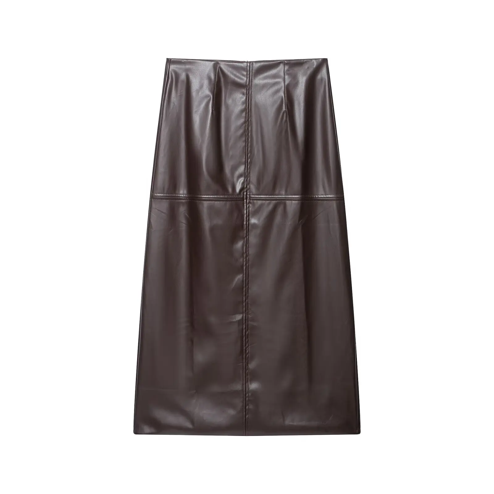 JNLEAOG Autumn New American Retro Stand Collar Leather Jaet Skirt Design Women's Faion Outerwear Polyester Fiber Long Sve