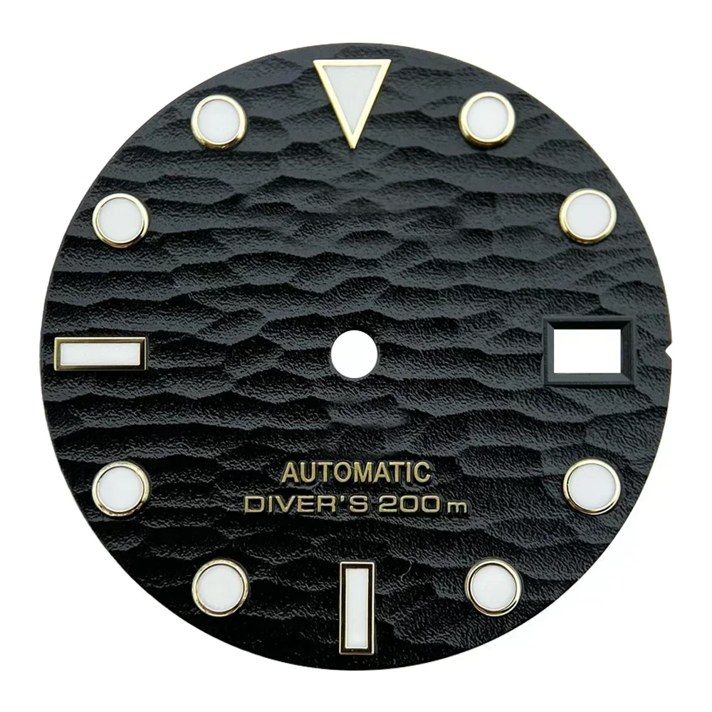 28.5mm S 3D Wave Dial NH35 voor NH35 NH36 Automatisch uurwerk Groene lichtgevende horlogemodificatie Accessoires Aangepast logo