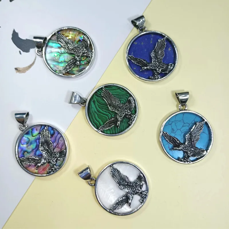 Alloy inlaid shell eagle Dyed mother-of-pearl shell Imitation abalone shell