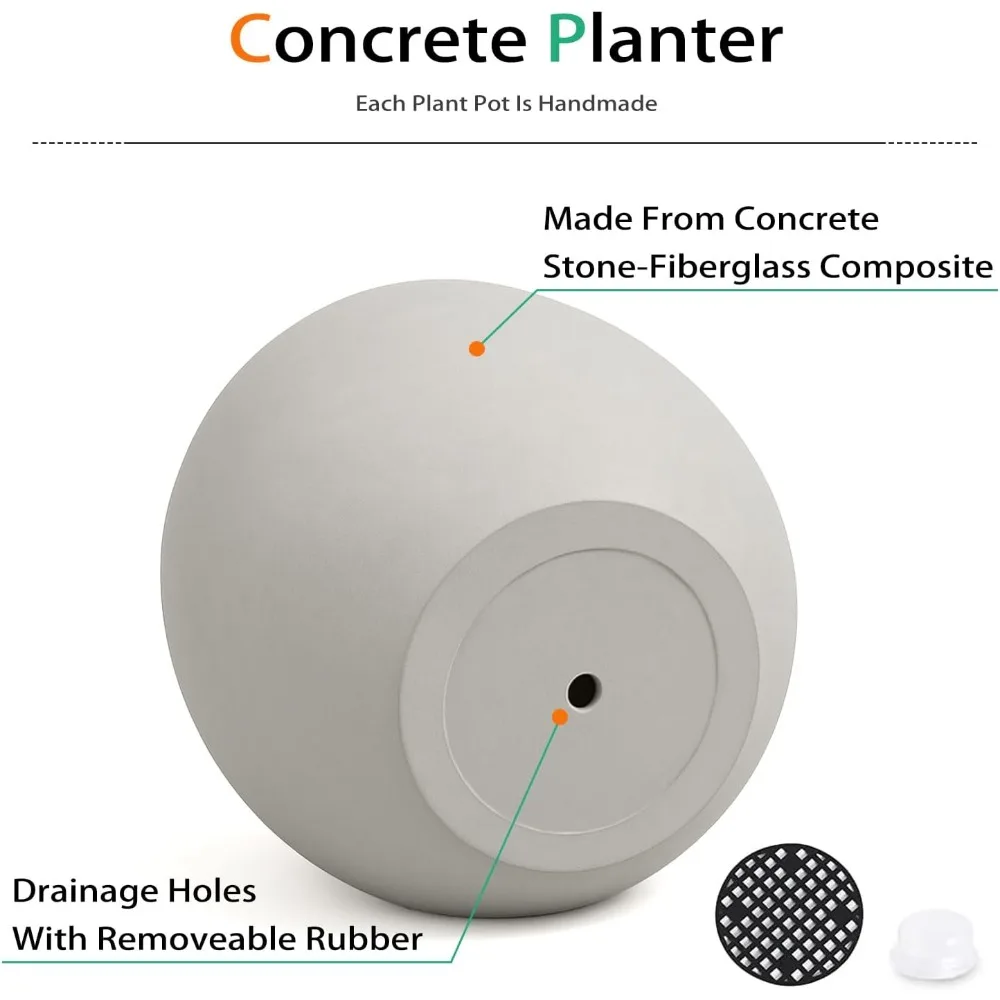 Große graue hohe Pflanztöpfe aus Zement für Bäume im Innen- und Außenbereich, Blumen – 45,7 cm langlebige Betonpflanzgefäße