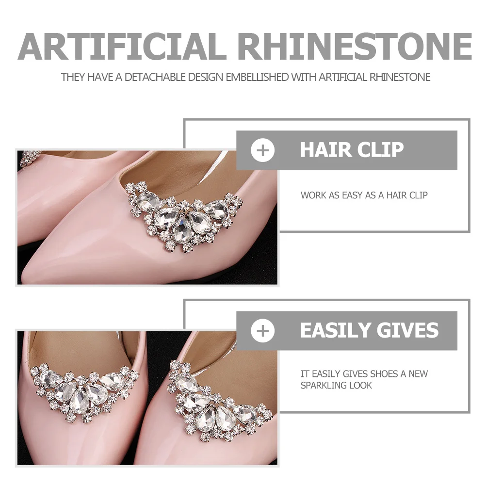 

1Pair Rhinestone Shoe Buckles Elegant Bridal Decorative Clips for Wedding Flats Sandals Pumps Exquisite Stylish