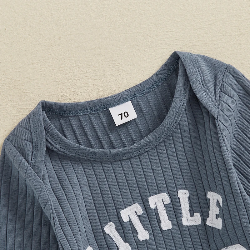 طقم بذلة للأولاد الصغار، رومبير بأكمام طويلة ورقبة دائرية مطرزة مع قبعة