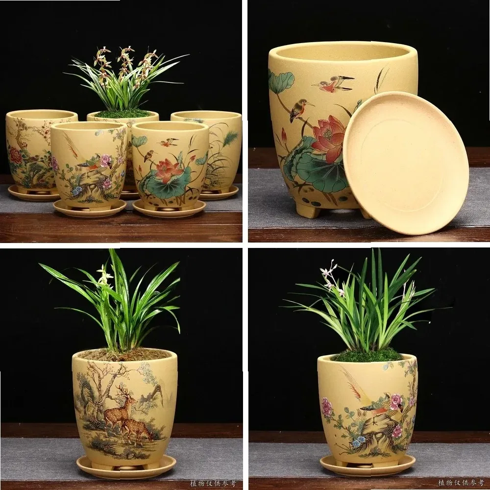 Purple Sand Flower Pot Tray High-end Boutique Orchid Dedicated Small Old Pile Tabletop Green Plant Garden