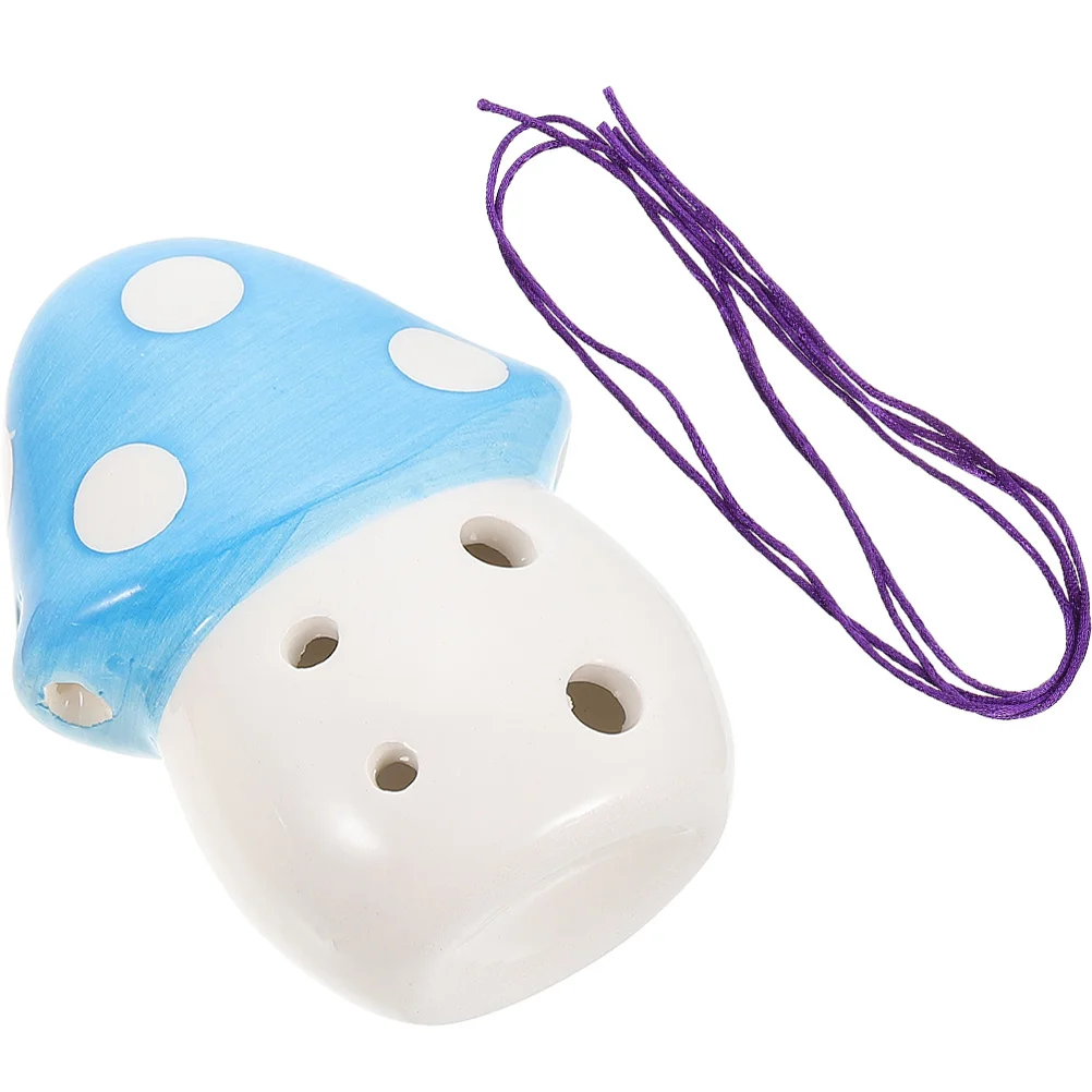 

6-Hole Mushroom Shape Ceramic Ocarina Portable Beginner Instrument for Kids Adults Practice Ocarina Flute Ethnic Instrument