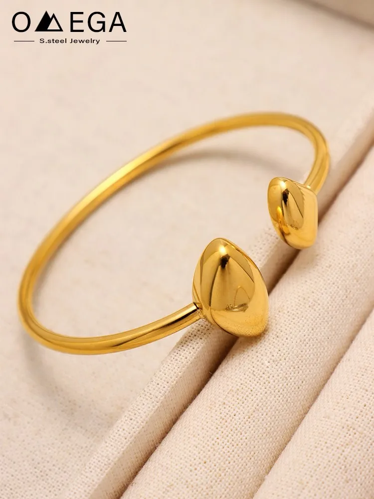 316L Stainless Steel Simple Bracelet Cuff Bangles For Women 18k Gold Plated Non Tarnish Minimalist Women's Open Bracelets Bangle