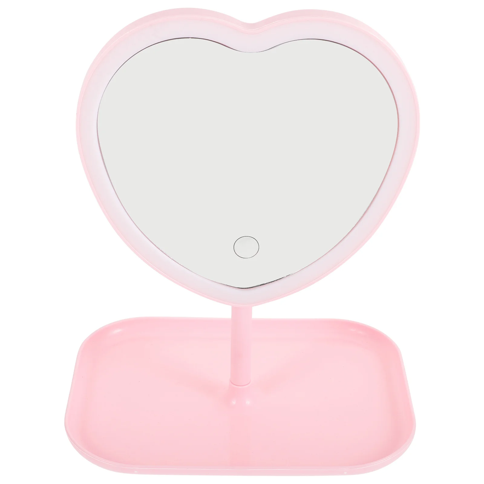 

Heart Makeup Mirror LED Light USB Rechargeable Desktop Vanity Clear Reflection High Definition Mirror Desk