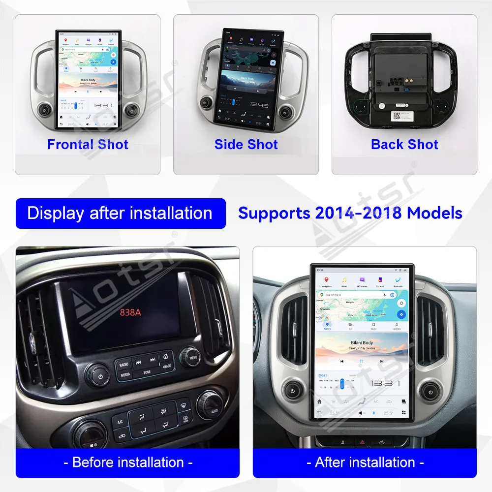 14.4 بوصة HD لمس نظام تحديد المواقع والملاحة Carplay راديو السيارة لشروليه كولورادو 2014-2018 8 بوصة مجموعة الترقية الأصلية قسط #4