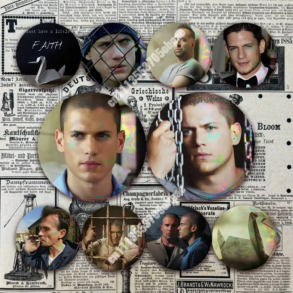 P-Prison Break-S Michael Scofield Pin Badge 2PC Sets for Accessories & Bags & Clothes Metal Button Creative Gift