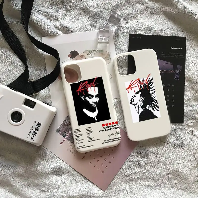 Playboi Carti Whole Lotta Red Phone Case Candy Color for iPhone 14 11 12 13 mini pro X XS XR MAX Plus