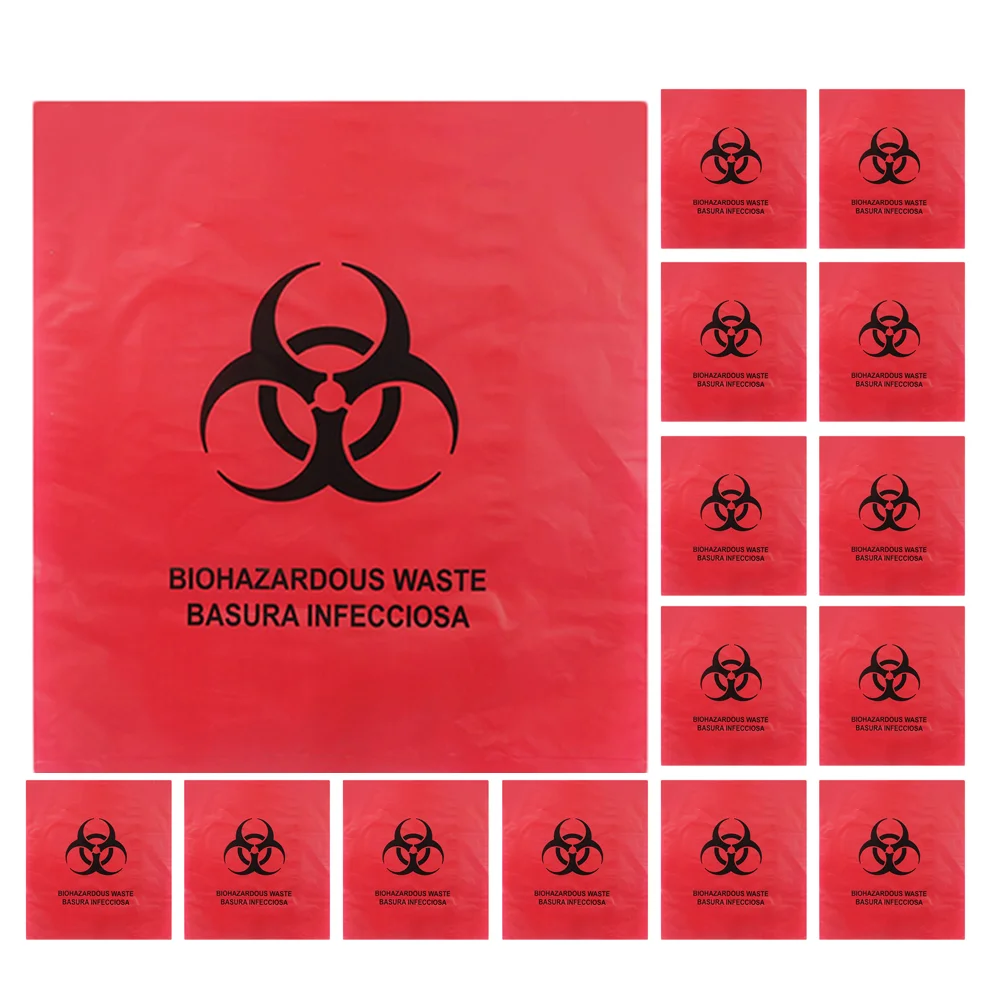 

20 Pcs Medical Waste Bag Trash with Hazard Symbol Red Bags Disposal Labs Can Liners Storage Garbage Rubbish Hospital Pail Cans