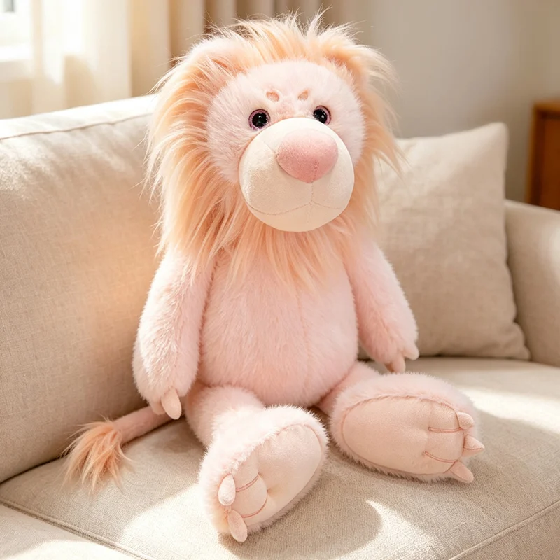

Cute Lion Plush Toy 2 Colors Golden and Pink 2 Sizes Soft Fluffy Stuffed Animal with Long Mane for Home Decor and Gifts.