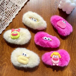 Lovely Furry Hair Clips Plush Hair Clips Ugly Cute Monster Hair Clip Pink Doll Hair Clips Fluffy Hair Clip Accessories for Women