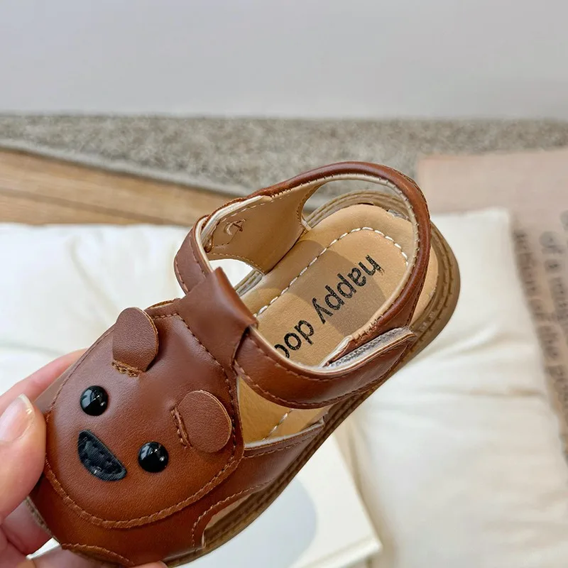 Children\'s Baby Sandals Summer New Brown Cartoon Lightweight Boys Girls Roman Shoes Beige Fashion Soft Non-slip Kid Baby Sandals