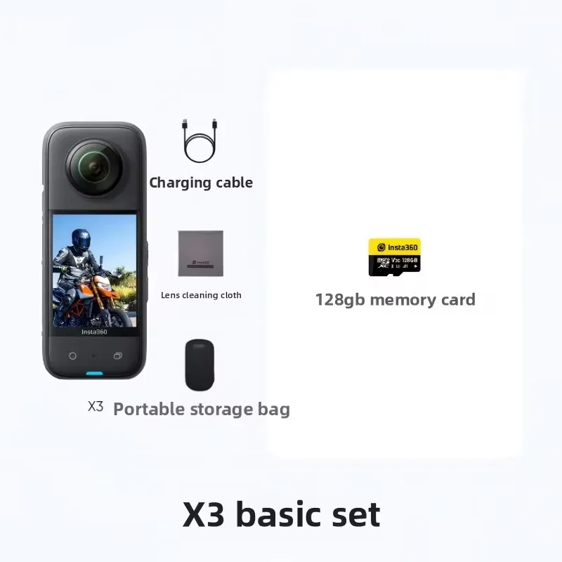 كاميرا Insta360 X3 مقاومة للماء بزاوية 360 درجة، 5.7K 360، تثبيت، شاشة تعمل باللمس، تحرير AI، بث مباشر، كاميرا ويب
