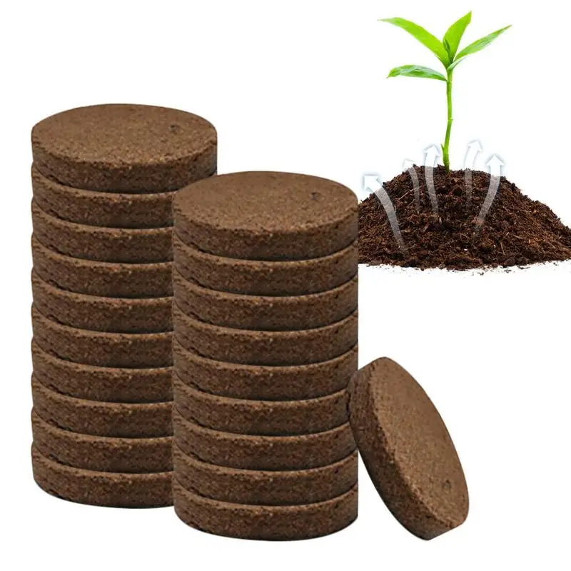 20pcs Coconut Fiber Coir Pellet Soil Seeds Starter Compression Pellet Seedling Flower Planting Soil Block Gardening Supplies