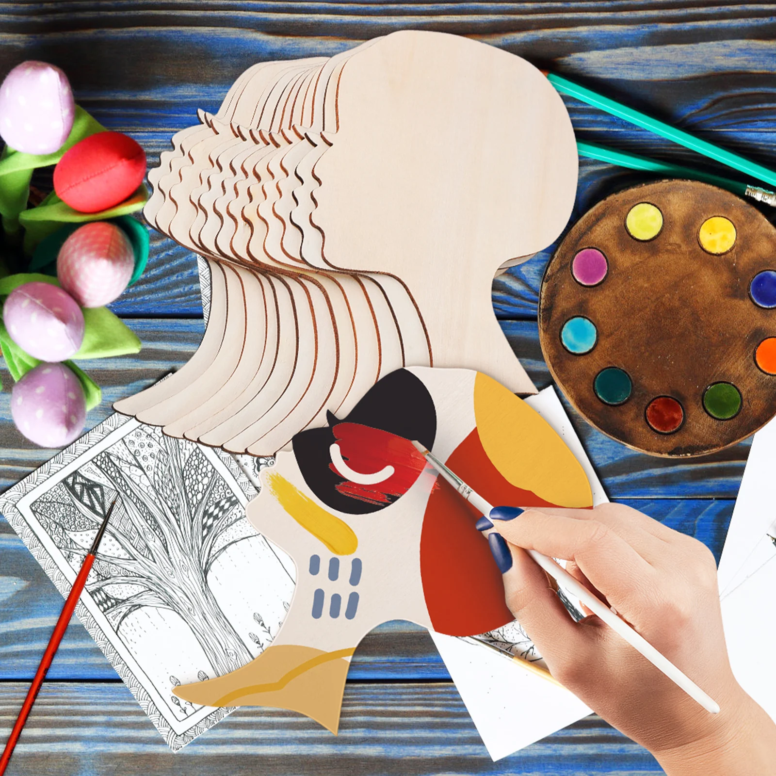 

12Pcs Blank Wood Cutout African Woman Face Shapes DIY Painting Wooden Plaques for Home Decor Crafts Crafts for Women