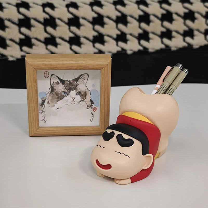 Crayon Shin-chan Pen Holder Container Animation Figure Toy Cosmetic Brush Pot Study Office Desktop Storage Plastic Ornaments