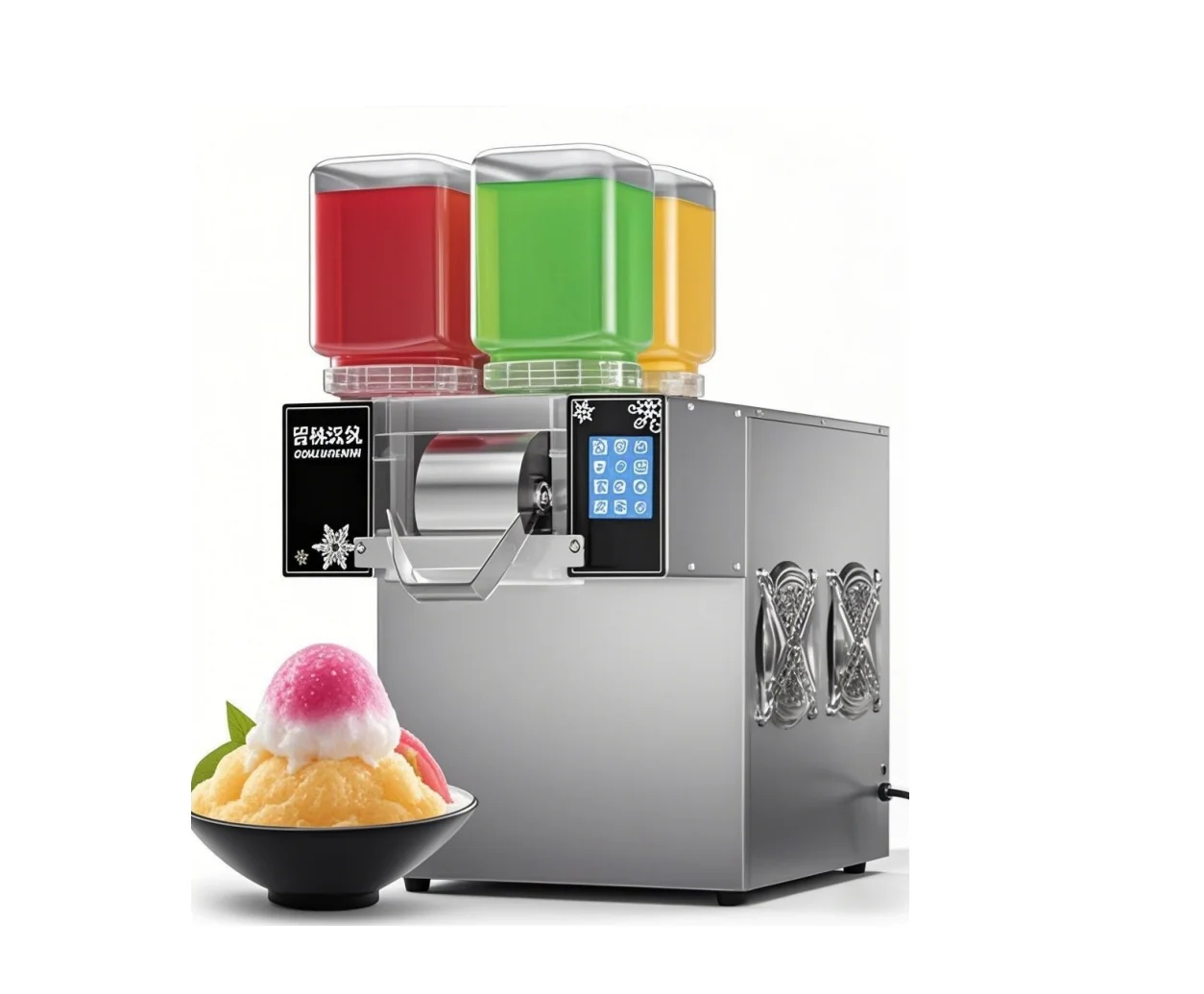 ماكينة صنع الثلج على الطراز الكوري المبرد بالهواء 120 كجم/24 ساعة مع شفرة ثلج متعددة الوظائف قابلة للتعديل وكسارة رمل